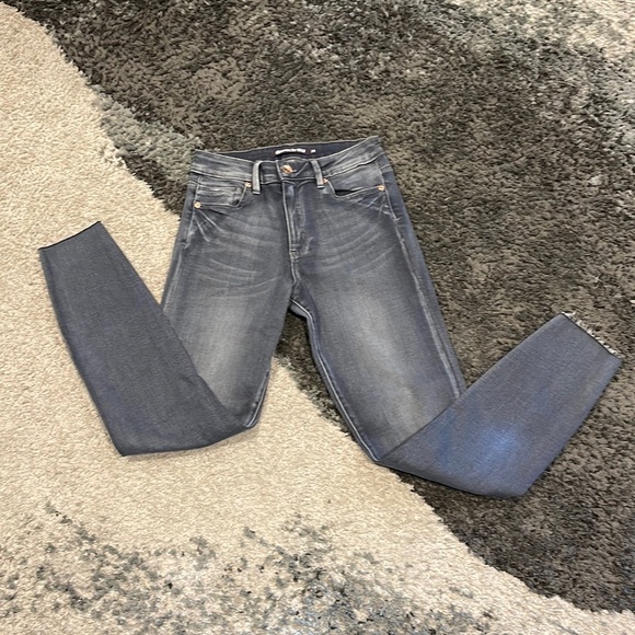 Tractr BLU Charcoal Grey/Blue Raw Hem Skinny jeans - Picture 1 of 7